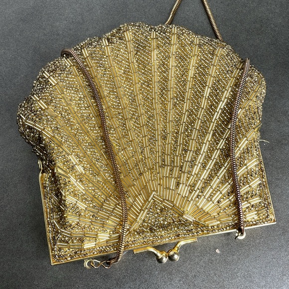 Carolyn Barton Vintage Evening Clutch GOLD DETAILED BEADING - Picture 6 of 7